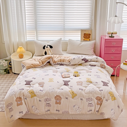 2024新款A类水洗棉印花超柔保暖冬被 童趣狗