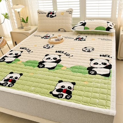 91家纺网 家纺一手货源 找家纺 （总）牵依 2025新款牛奶绒印花200g加厚夹棉保暖软床垫床褥子