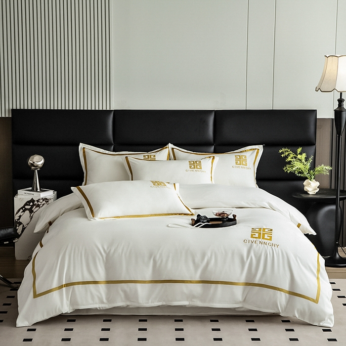 91家纺网 家纺一手货源 找家纺 富宁家纺 2025新款亲肤棉磨毛刺绣四件套-梵希系列 白