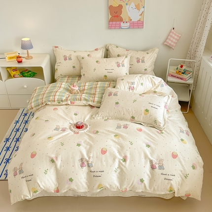 绵庭家纺 2024新款全棉印花套件系列-洛丽塔 幸运草莓