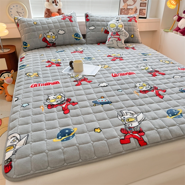 91家纺网 家纺一手货源 找家纺 迪梦思 2024新款正版授权卡通牛奶绒床垫床护垫 学生床垫床笠 奥特曼战士-床垫款