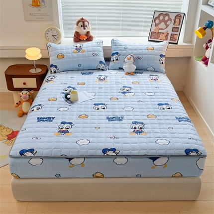 迪梦思 2024新款正版授权卡通牛奶绒床垫床护垫 学生床垫床笠 云朵唐老鸭-床笠款