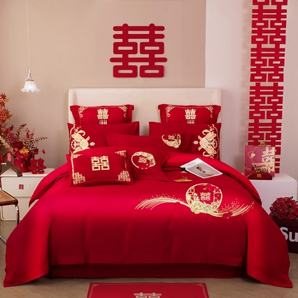 91家纺网 家纺一手货源 找家纺 （总）千禧家纺 2024新款双面长绒棉磨毛加厚保暖绣花婚庆套件