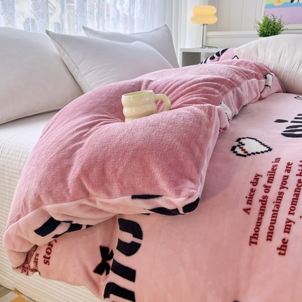 青螺家纺 2024加厚高克重保暖爆款小清新牛奶绒印花双面绒单被套 与你由恬