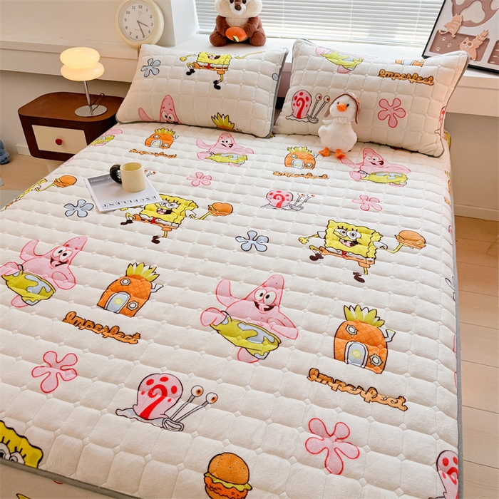 91家纺网 家纺一手货源 找家纺 迪梦思 2024新款正版授权卡通牛奶绒床垫床护垫 学生床垫床笠 海绵乐园-床笠款