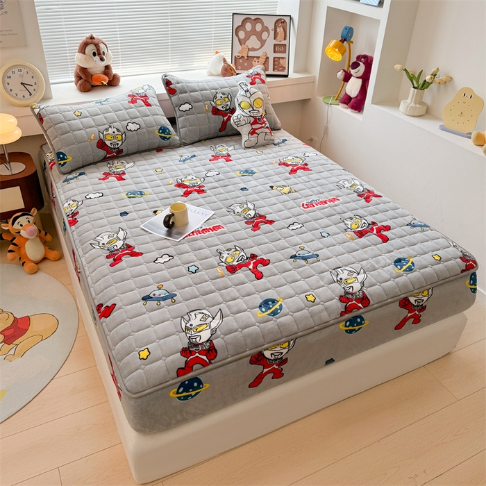 91家纺网 家纺一手货源 找家纺 迪梦思 2024新款正版授权卡通牛奶绒床垫床护垫 学生床垫床笠 奥特曼战士-床笠款