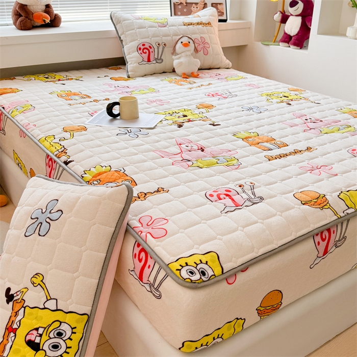 91家纺网 家纺一手货源 找家纺 迪梦思 2024新款正版授权卡通牛奶绒床垫床护垫 学生床垫床笠 海绵乐园-床笠款
