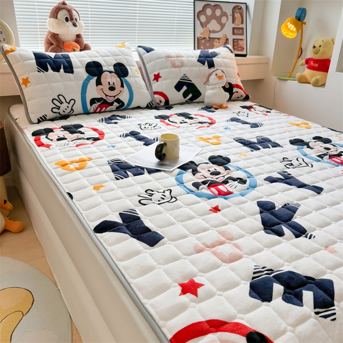 91家纺网 家纺一手货源 找家纺 迪梦思 2024新款正版授权卡通牛奶绒床垫床护垫 学生床垫床笠 酷酷米奇-床垫款