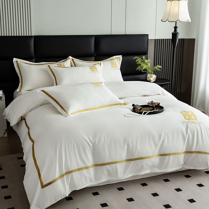 91家纺网 家纺一手货源 找家纺 富宁家纺 2025新款亲肤棉磨毛刺绣四件套-梵希系列 白