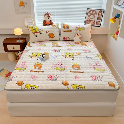 91家纺网 家纺一手货源 找家纺 迪梦思 2024新款正版授权卡通牛奶绒床垫床护垫 学生床垫床笠 海绵乐园-床垫款