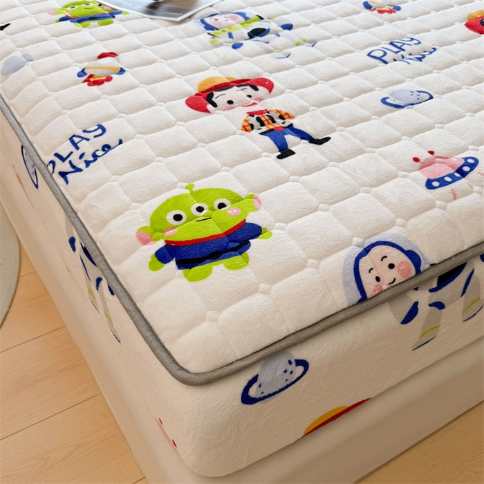 91家纺网 家纺一手货源 找家纺 迪梦思 2024新款正版授权卡通牛奶绒床垫床护垫 学生床垫床笠 巴斯乐园-床笠款