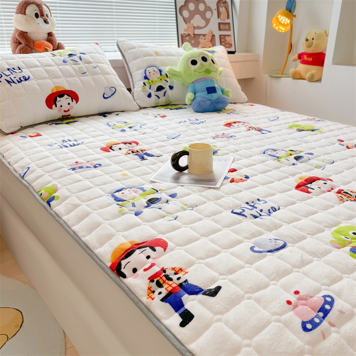 91家纺网 家纺一手货源 找家纺 迪梦思 2024新款正版授权卡通牛奶绒床垫床护垫 学生床垫床笠 巴斯乐园-床垫款
