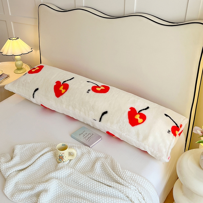 91家纺网 家纺一手货源 找家纺 梦舒羽 2025新款兔毛绒印花双人枕套牛奶绒加长枕芯套雪花绒枕头套一见倾心-红