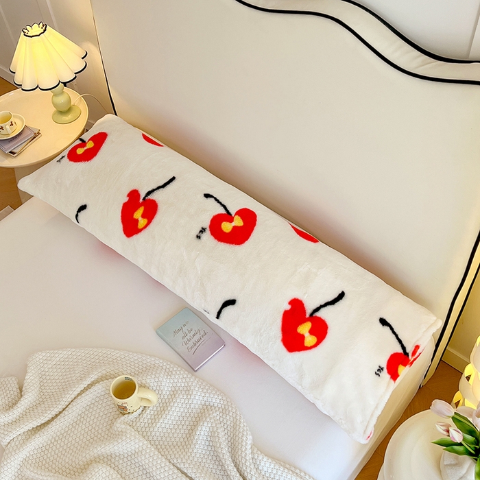 91家纺网 家纺一手货源 找家纺 梦舒羽 2025新款兔毛绒印花双人枕套牛奶绒加长枕芯套雪花绒枕头套一见倾心-红