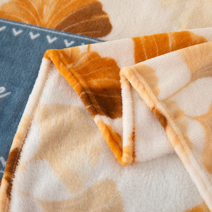 91家纺网 家纺一手货源 找家纺 侨鑫 2024新款法兰绒毛毯 银杏叶