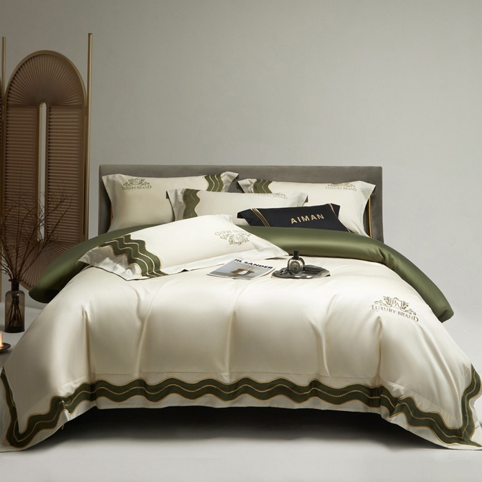 91家纺网 家纺一手货源 找家纺 爱缦 2024新款100支长绒棉澳棉刺绣四件套-卡佩拉 奶昔白