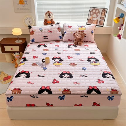 91家纺网 家纺一手货源 找家纺 迪梦思 2024新款正版授权卡通牛奶绒床垫床护垫 学生床垫床笠 童话公主-床笠款