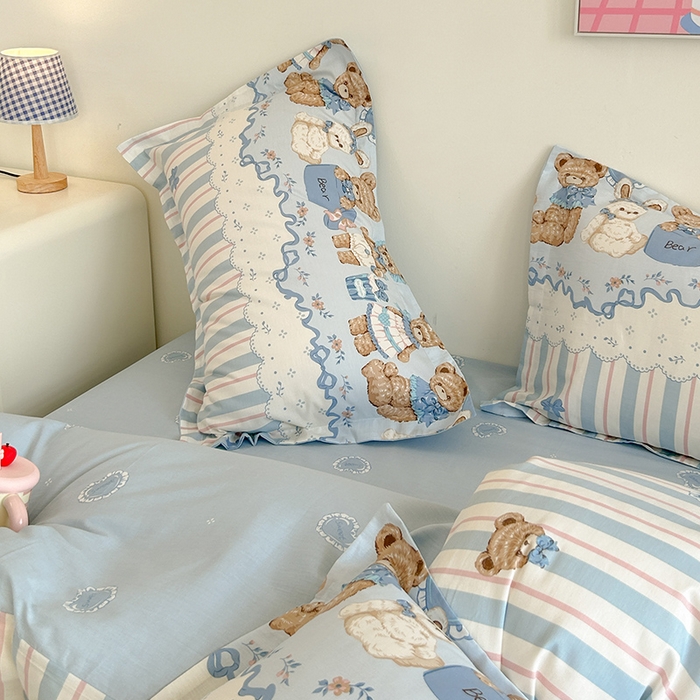 91家纺网 家纺一手货源 找家纺 绵庭家纺 2024新款全棉印花套件系列-洛丽塔 满堂小熊