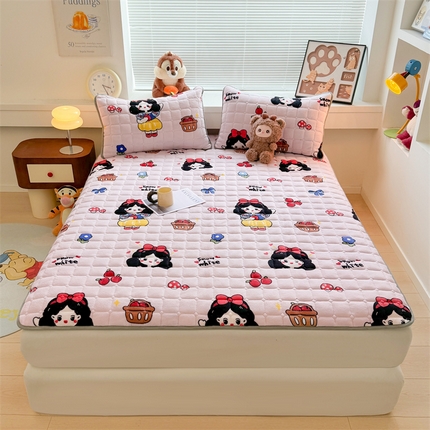 91家纺网 家纺一手货源 找家纺 迪梦思 2024新款正版授权卡通牛奶绒床垫床护垫 学生床垫床笠 童话公主-床垫款