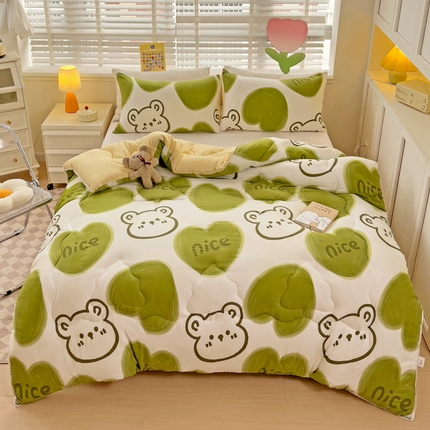 2024新款A类水洗棉印花超柔保暖冬被 森系熊
