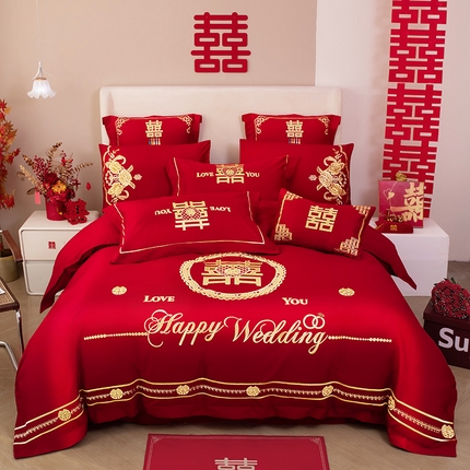 91家纺网 家纺一手货源 找家纺 （总）千禧家纺 2024新款双面长绒棉磨毛加厚保暖绣花婚庆套件