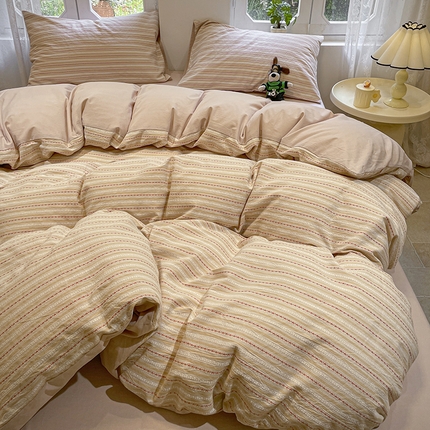 莱茵家居 2024新款色织提花全棉水洗棉四件套 美拉-浅粉