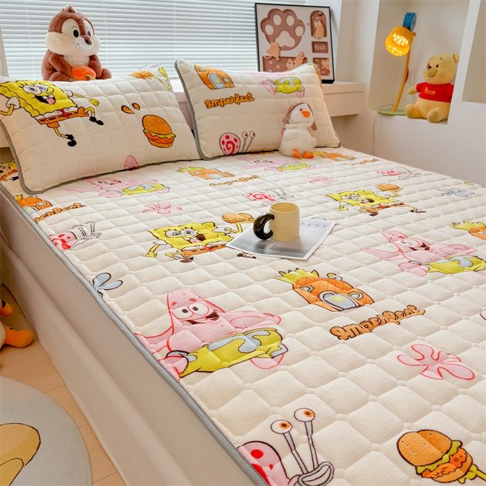 91家纺网 家纺一手货源 找家纺 迪梦思 2024新款正版授权卡通牛奶绒床垫床护垫 学生床垫床笠 海绵乐园-床垫款