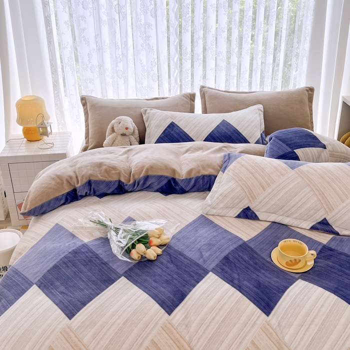 91家纺网 家纺一手货源 找家纺 青螺家纺 2024加厚高克重保暖爆款小清新牛奶绒印花双面绒单被套 晨筱