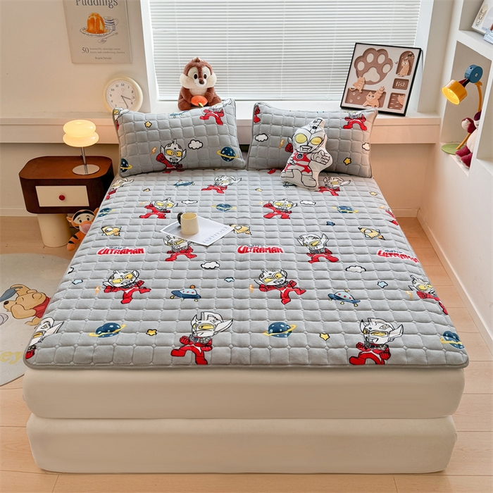 91家纺网 家纺一手货源 找家纺 迪梦思 2024新款正版授权卡通牛奶绒床垫床护垫 学生床垫床笠 奥特曼战士-床垫款