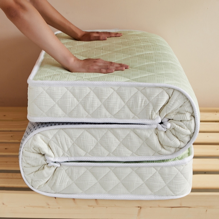 91家纺网 家纺一手货源 找家纺 祁恋婷 2024新款乳胶椰棕学生床垫【床垫遮盖物】 乳胶椰棕清新绿