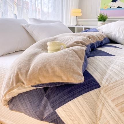 91家纺网 家纺一手货源 找家纺 青螺家纺 2024加厚高克重保暖爆款小清新牛奶绒印花双面绒单被套 晨筱