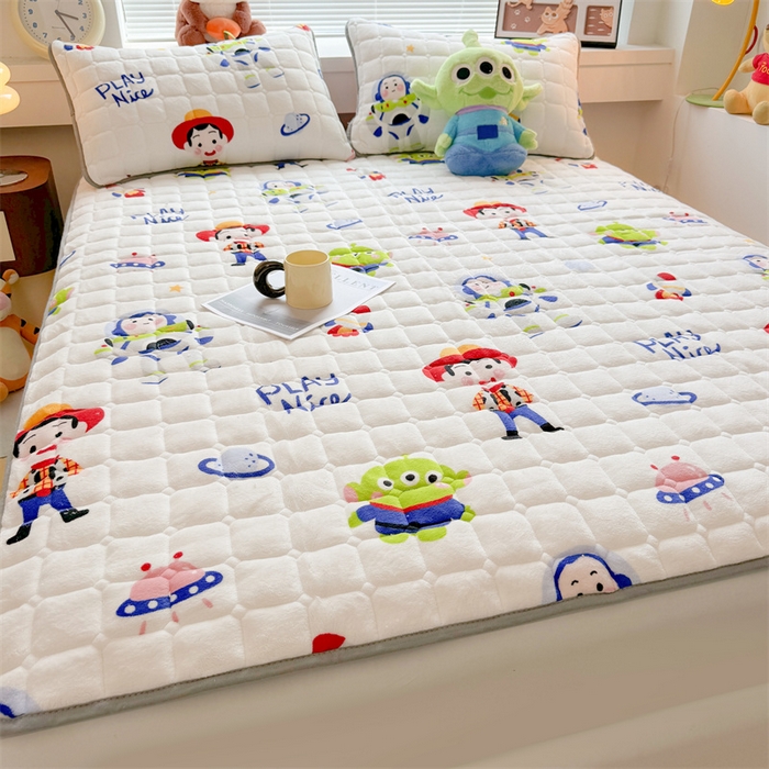 91家纺网 家纺一手货源 找家纺 迪梦思 2024新款正版授权卡通牛奶绒床垫床护垫 学生床垫床笠 巴斯乐园-床垫款