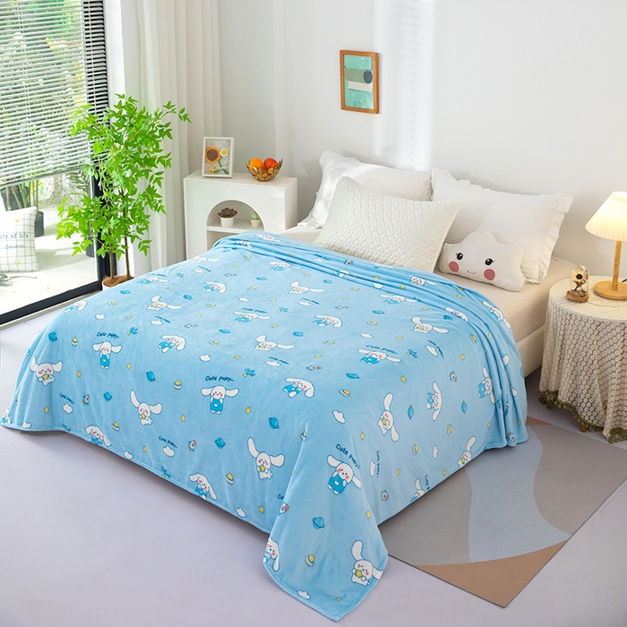 91家纺网 家纺一手货源 找家纺 侨鑫 2024新款法兰绒毛毯 长耳兔