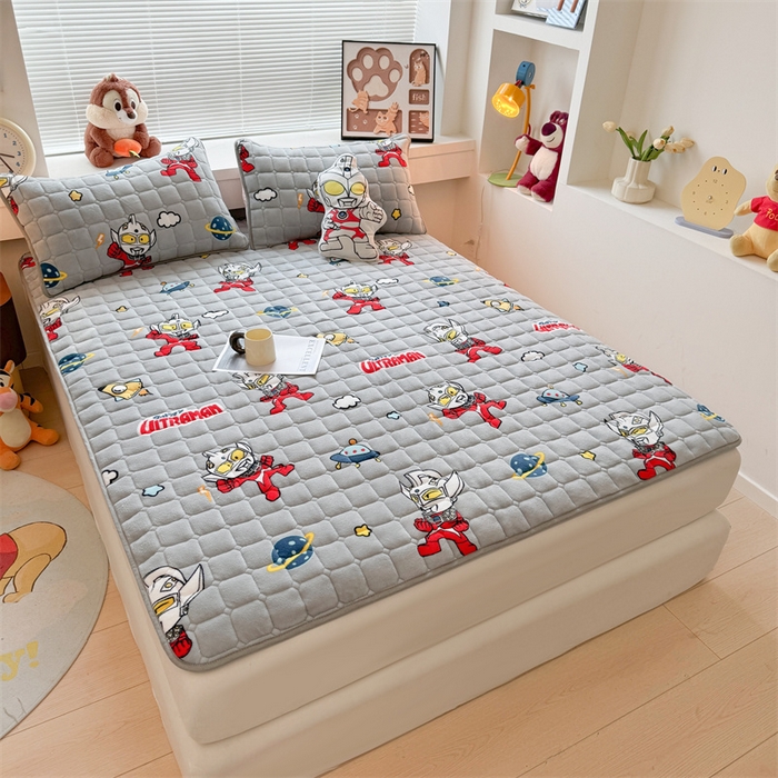 91家纺网 家纺一手货源 找家纺 迪梦思 2024新款正版授权卡通牛奶绒床垫床护垫 学生床垫床笠 奥特曼战士-床垫款