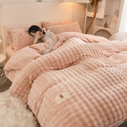 91家纺网 家纺一手货源 找家纺 （总）2025新款A类泡泡兔毛绒四件套系列冬季加厚四件套法莱绒