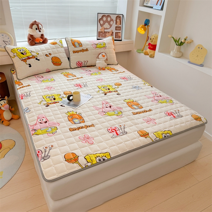 91家纺网 家纺一手货源 找家纺 迪梦思 2024新款正版授权卡通牛奶绒床垫床护垫 学生床垫床笠 海绵乐园-床垫款