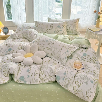 91家纺网 家纺一手货源 找家纺 （总）珂博家纺 2024新款轻柔感全棉印花单品四件套系列-单床单单床笠