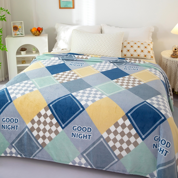 91家纺网 家纺一手货源 找家纺 侨鑫 2024新款法兰绒毛毯 菱形格