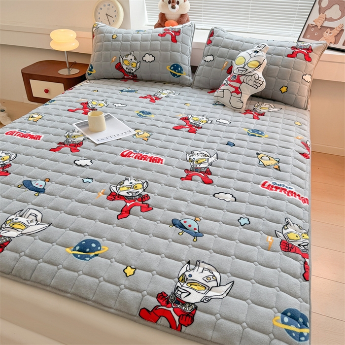 91家纺网 家纺一手货源 找家纺 迪梦思 2024新款正版授权卡通牛奶绒床垫床护垫 学生床垫床笠 奥特曼战士-床垫款