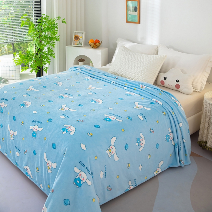 91家纺网 家纺一手货源 找家纺 侨鑫 2024新款法兰绒毛毯 长耳兔