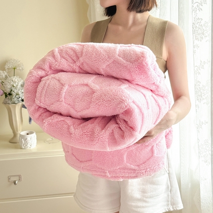 91家纺网 家纺一手货源 找家纺 （总）丹本家纺 2025新款塔肤绒跨境双面提花足球格加厚毛毯盖毯