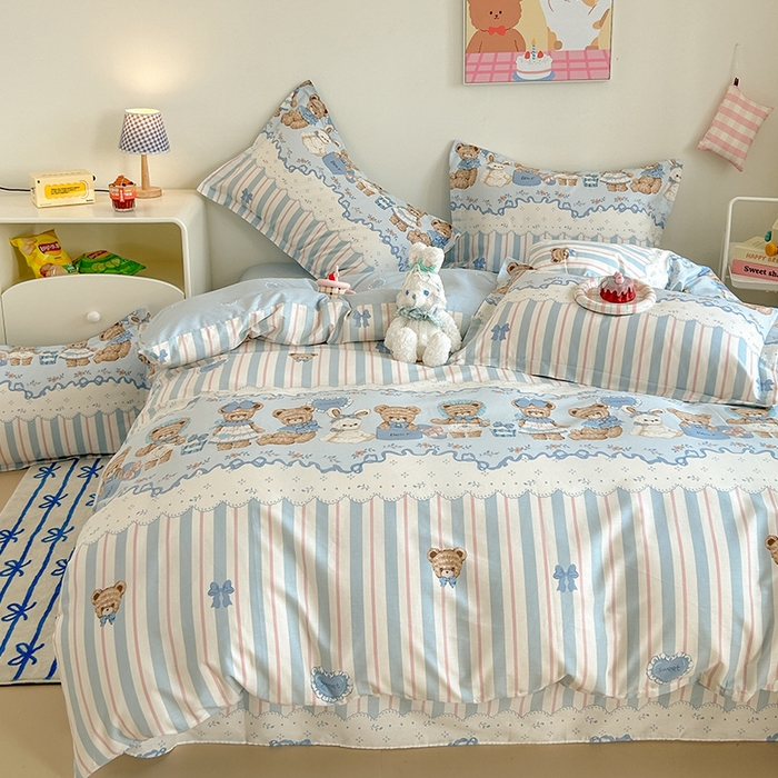 91家纺网 家纺一手货源 找家纺 绵庭家纺 2024新款全棉印花套件系列-洛丽塔 满堂小熊