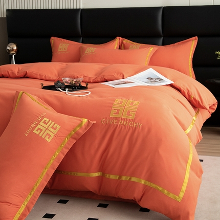 91家纺网 家纺一手货源 找家纺 （总） 2025新款轻奢酒店风纯色水洗棉亲肤磨毛刺绣款四件套-提供买家秀