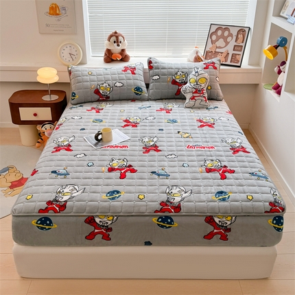 迪梦思 2024新款正版授权卡通牛奶绒床垫床护垫 学生床垫床笠 奥特曼战士-床笠款