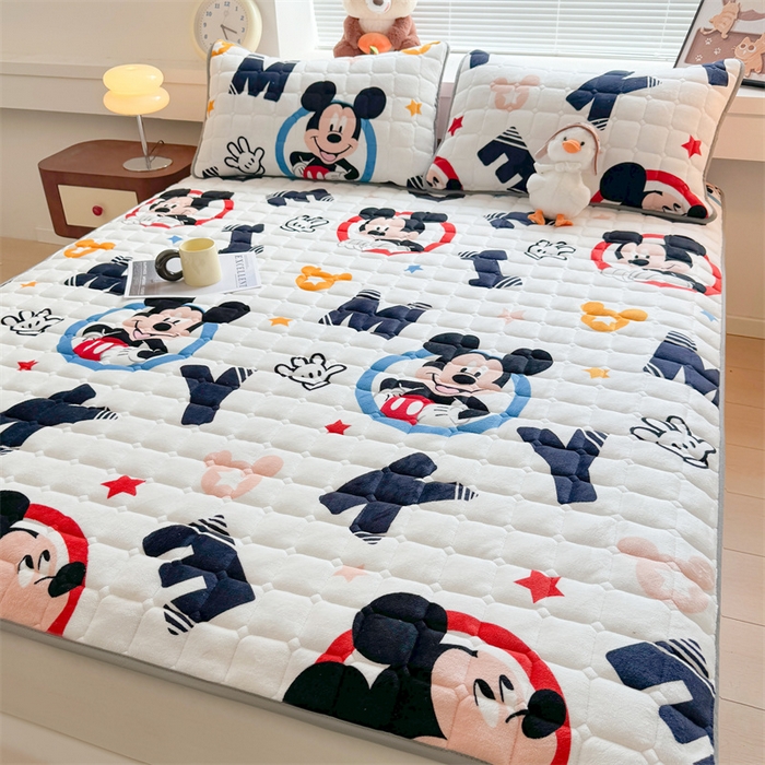 91家纺网 家纺一手货源 找家纺 迪梦思 2024新款正版授权卡通牛奶绒床垫床护垫 学生床垫床笠 酷酷米奇-床垫款