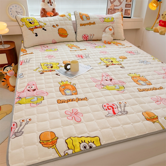 91家纺网 家纺一手货源 找家纺 迪梦思 2024新款正版授权卡通牛奶绒床垫床护垫 学生床垫床笠 海绵乐园-床垫款