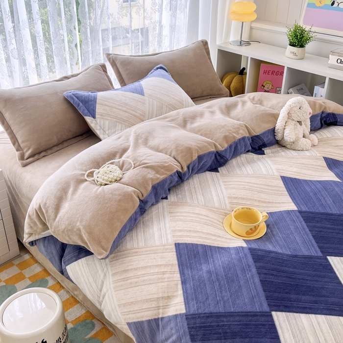 91家纺网 家纺一手货源 找家纺 青螺家纺 2024加厚高克重保暖爆款小清新牛奶绒印花双面绒单被套 晨筱