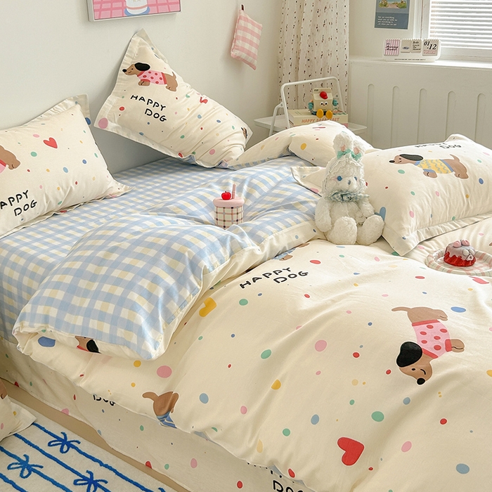 91家纺网 家纺一手货源 找家纺 绵庭家纺 2024新款全棉印花套件系列-洛丽塔 甜心汪星人