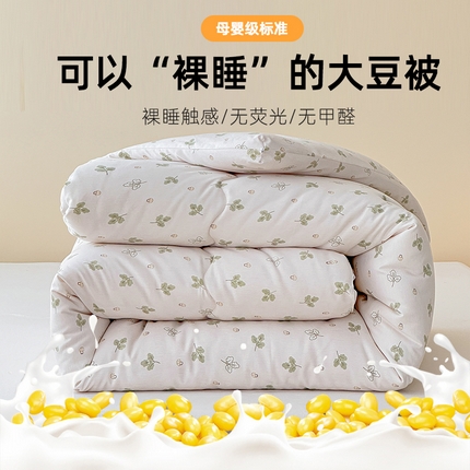 芯恋家居 2025新款斜纹云感棉大豆被冬被 春色