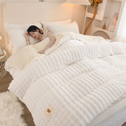 91家纺网 家纺一手货源 找家纺 （总）2025新款A类泡泡兔毛绒四件套系列冬季加厚四件套法莱绒